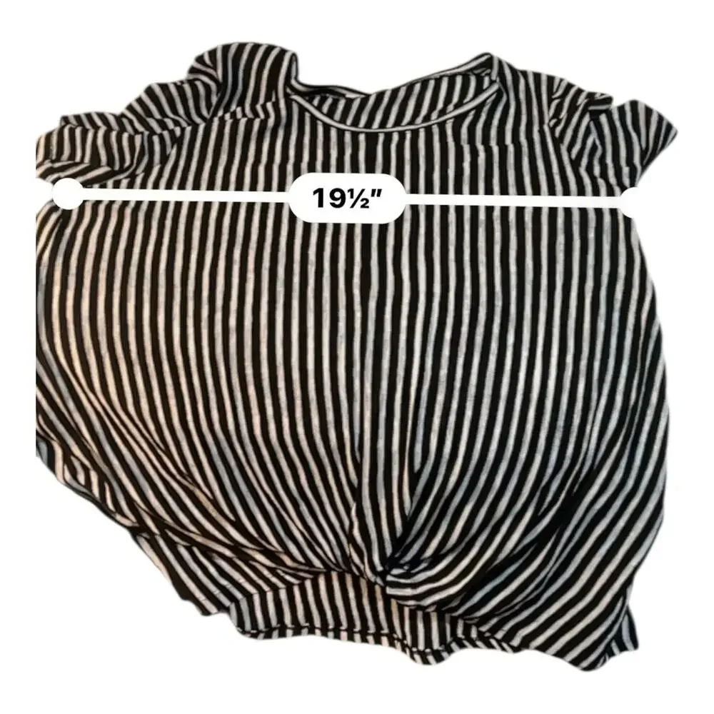 Est 1946 Cato Womens Size 14/16W Twist Hem Top Black White Stripe Short Sleeve